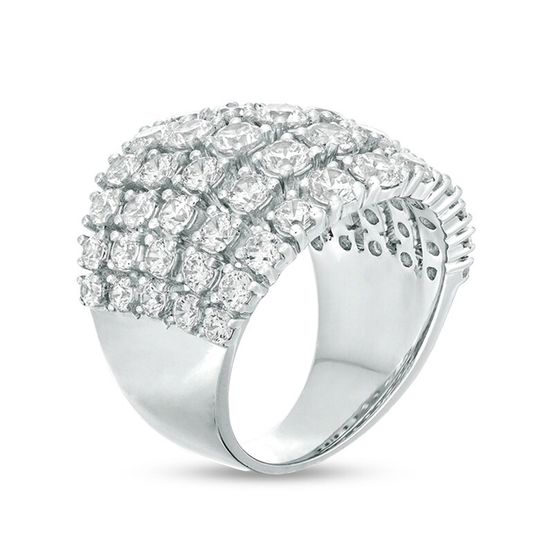 Main Image 3 of Previously Owned - 4 CT. T.W. Diamond Graduated Five Row Ring in 10K White Gold