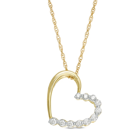 Previously Owned - 1/10 CT. T.w. Diamond Tilted Heart Pendant in 10K Gold
