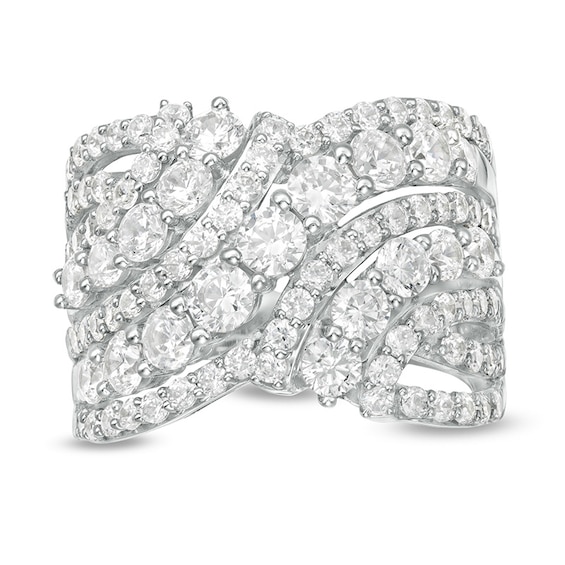 Previously Owned - 3 CT. T.w. Diamond Bypass Multi-Row Ring in 10K White Gold