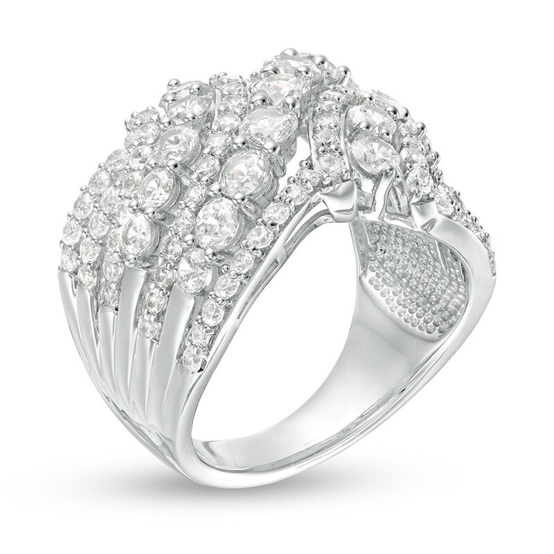 Main Image 2 of Previously Owned - 3 CT. T.W. Diamond Bypass Multi-Row Ring in 10K White Gold