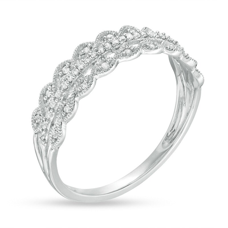 Main Image 2 of Previously Owned - 1/15 CT. T.W. Diamond Vintage-Style Stackable Anniversary Band in 10K White Gold