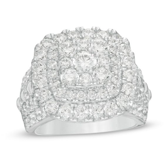 Previously Owned - 4 CT. T.w. Diamond Triple Cushion Frame Engagement Ring in 10K White Gold