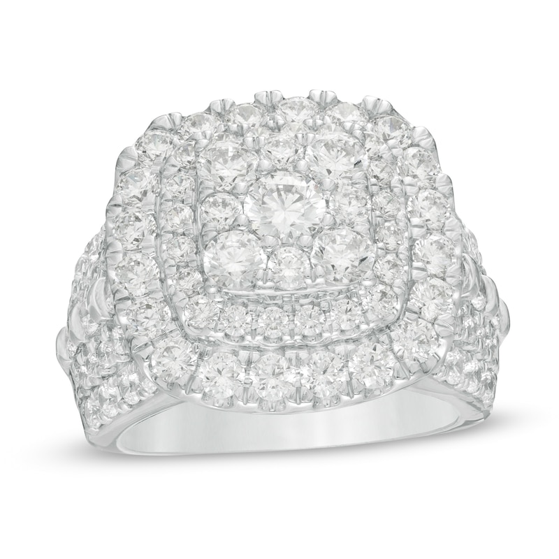 Previously Owned - 4 CT. T.W. Diamond Triple Cushion Frame Engagement Ring in 10K White Gold