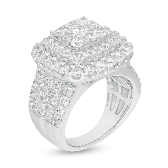 Previously Owned - 4 CT. T.w. Diamond Triple Cushion Frame Engagement Ring in 10K White Gold