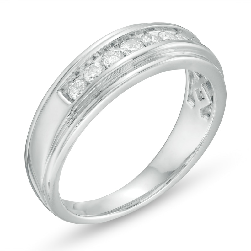 Main Image 2 of Previously Owned - 1/2 CT. T.W. Diamond Wedding Band in 10K White Gold