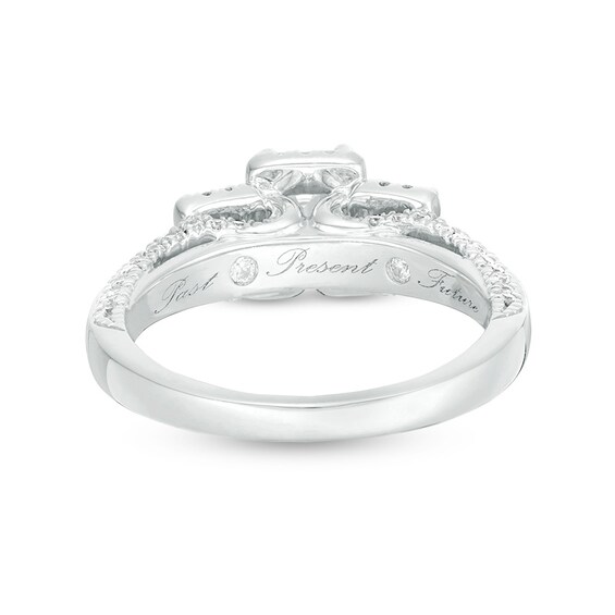 Previously Owned - 1-5/8 CT. T.w. Emerald-Cut Diamond Past Present FutureÂ® Engagement Ring in 14K White Gold (I/Si2)