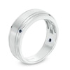 Thumbnail Image 2 of Previously Owned - Vera Wang Men's Blue Sapphire Four Stone Wedding Band in 14K White Gold