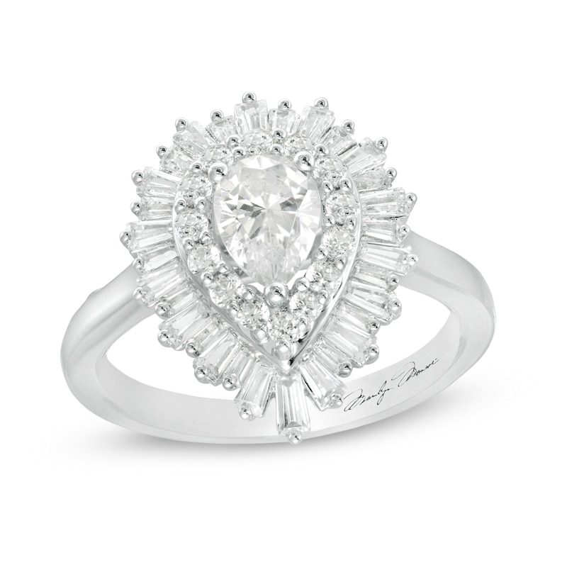 Main Image 1 of Previously Owned - Marilyn Monroe™ Collection 1-1/2 CT. T.W. Pear-Shaped Diamond Frame Engagement Ring in 14K White Gold
