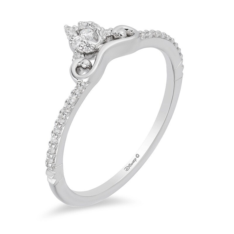 Main Image 2 of Previously Owned - Enchanted Disney Cinderella 1/10 CT. T.W. Diamond Carriage Contour Wedding Band in 14K White Gold