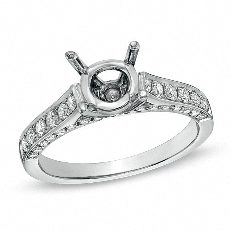 Main Image 1 of Previously Owned - 1/2 CT. T.W. Diamond Semi-Mount in Platinum (H/SI1)
