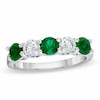 Thumbnail Image 1 of Previously Owned - Emerald and 1/2 CT. T.W. Diamond Wedding Band in 18K White Gold