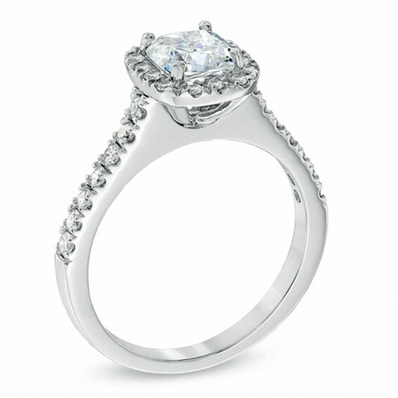 Previously Owned - 2 CT. T.w. Cushion-Cut Diamond Frame Engagement Ring in Platinum (H/Si2)