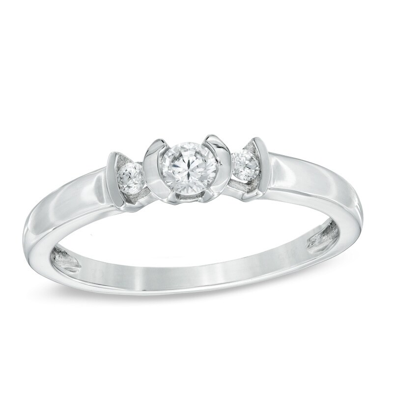 Main Image 1 of Previously Owned - 1/5 CT. T.W. Diamond Three Stone Promise Ring in 10K White Gold