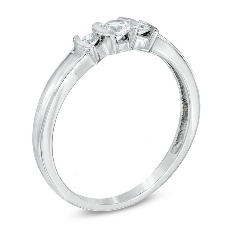 Main Image 2 of Previously Owned - 1/5 CT. T.W. Diamond Three Stone Promise Ring in 10K White Gold