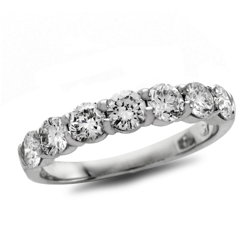 Main Image 1 of Previously Owned - 3/4 CT. T.W. Diamond Seven Stone Wedding Band in Platinum (H/SI1)