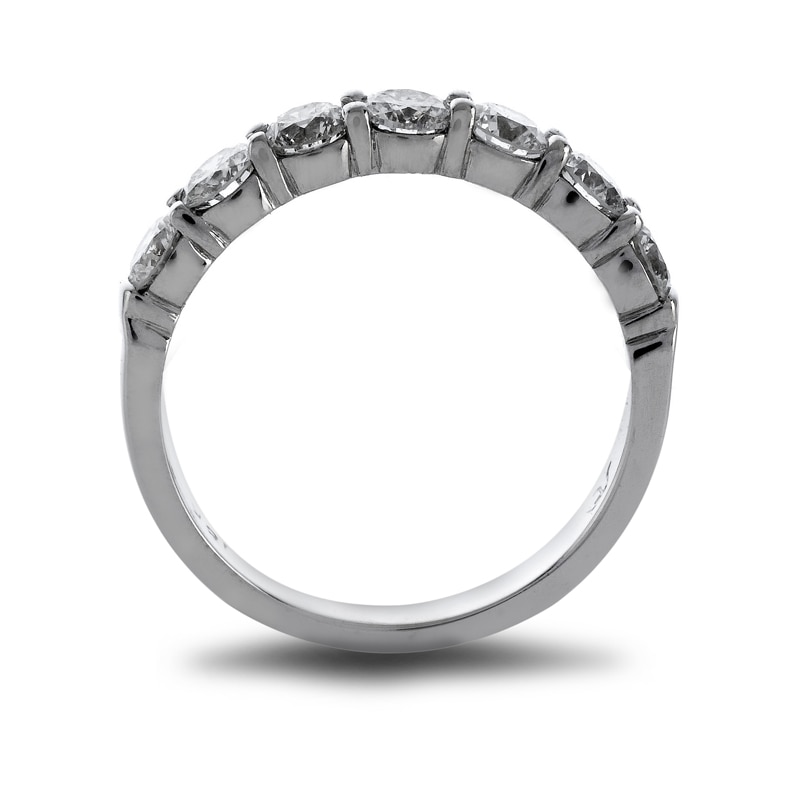 Main Image 3 of Previously Owned - 3/4 CT. T.W. Diamond Seven Stone Wedding Band in Platinum (H/SI1)