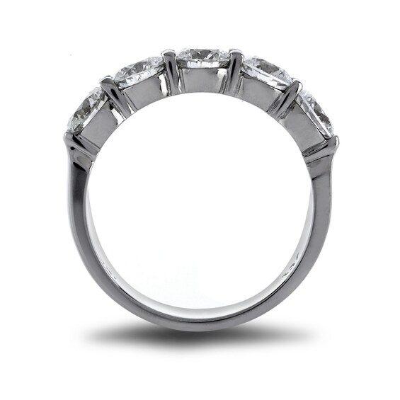 Previously Owned - 2 CT. T.w. Diamond Five Stone Wedding Band in Platinum (H/Si1)