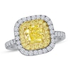 Thumbnail Image 1 of Previously Owned - 1 CT. T.W. Yellow Cushion-Cut Diamond Frame Engagement Ring in Platinum and 18K Gold (SI2)