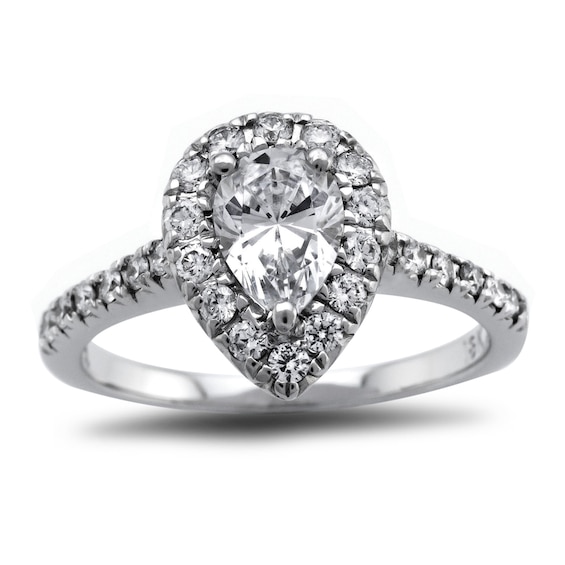 Previously Owned - 1-1/8 CT. T.w. Pear-Shaped Diamond Frame Engagement Ring in Platinum (H/Si2)