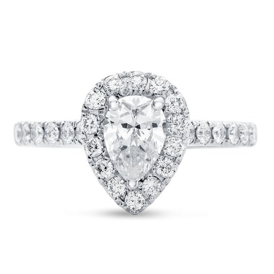 Previously Owned - 1-1/8 CT. T.w. Pear-Shaped Diamond Frame Engagement Ring in Platinum (H/Si2)