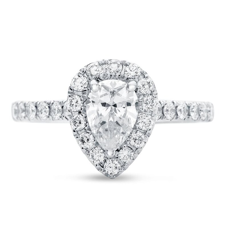 Main Image 3 of Previously Owned - 1-1/8 CT. T.W. Pear-Shaped Diamond Frame Engagement Ring in Platinum (H/SI2)