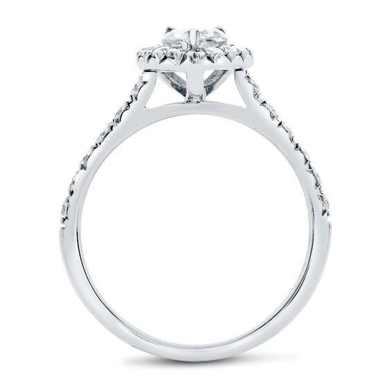 Previously Owned - 1-1/8 CT. T.w. Pear-Shaped Diamond Frame Engagement Ring in Platinum (H/Si2)