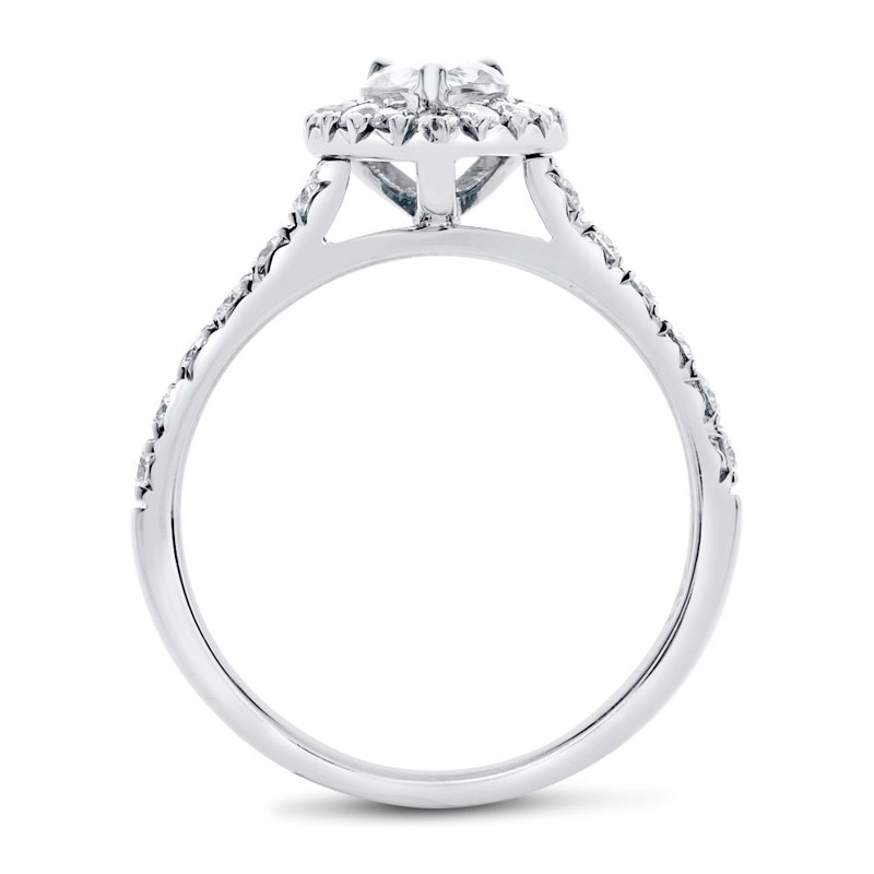 Main Image 4 of Previously Owned - 1-1/8 CT. T.W. Pear-Shaped Diamond Frame Engagement Ring in Platinum (H/SI2)