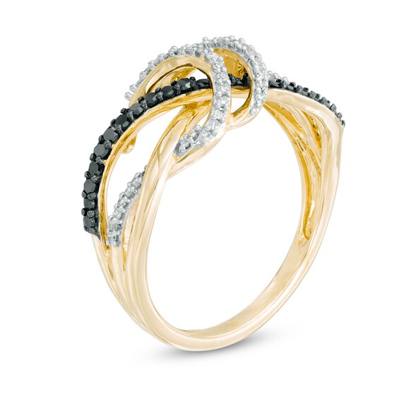 Previously Owned - 1/4 CT. T.w. Enhanced Black and White Diamond Infinity Double Loop Ring in 10K Gold