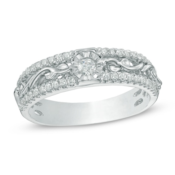 Previously Owned - 1/3 CT. T.w. Diamond Scroll Band in 10K White Gold