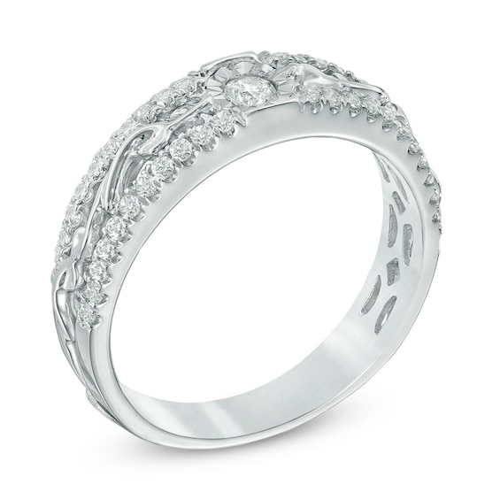 Previously Owned - 1/3 CT. T.w. Diamond Scroll Band in 10K White Gold