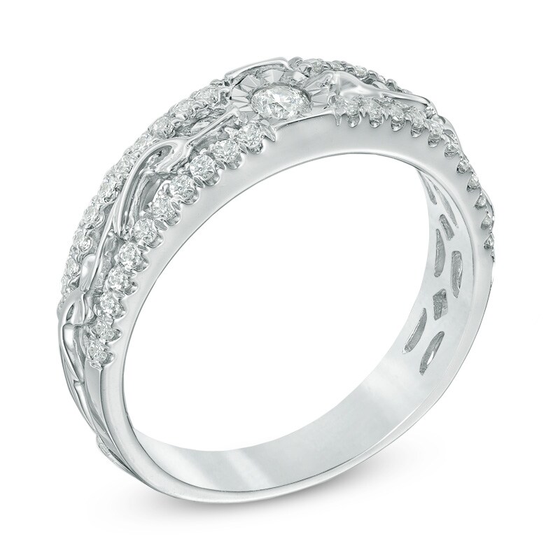 Main Image 2 of Previously Owned - 1/3 CT. T.W. Diamond Scroll Band in 10K White Gold