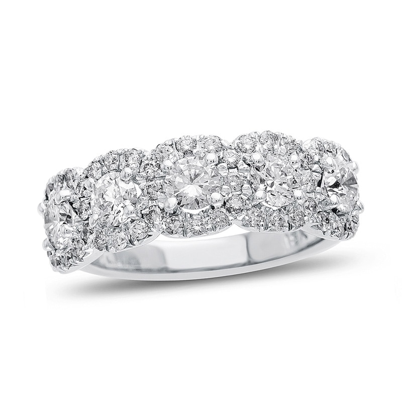 Previously Owned - 1-5/8 CT. T.W. Diamond Five Stone Anniversary Band in 18K White Gold (H/SI1)