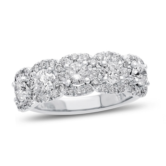 Previously Owned - 1-1/4 CT. T.w. Composite Diamond Five Stone Anniversary Band in 18K White Gold (H/Si1)