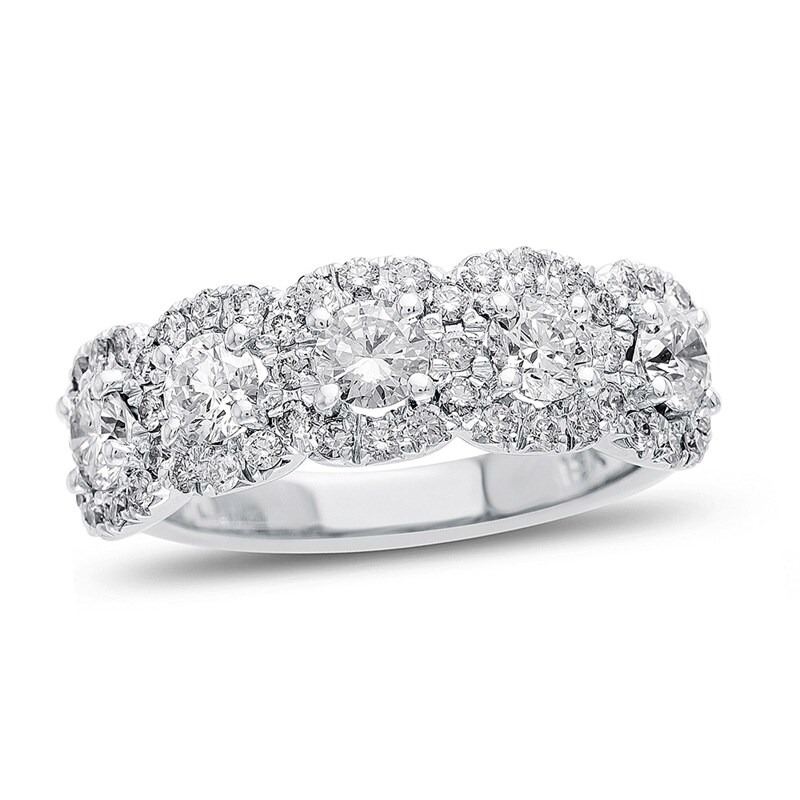Main Image 1 of Previously Owned - 1-1/4  CT. T.W. Composite Diamond Five Stone Anniversary Band in 18K White Gold (H/SI1)
