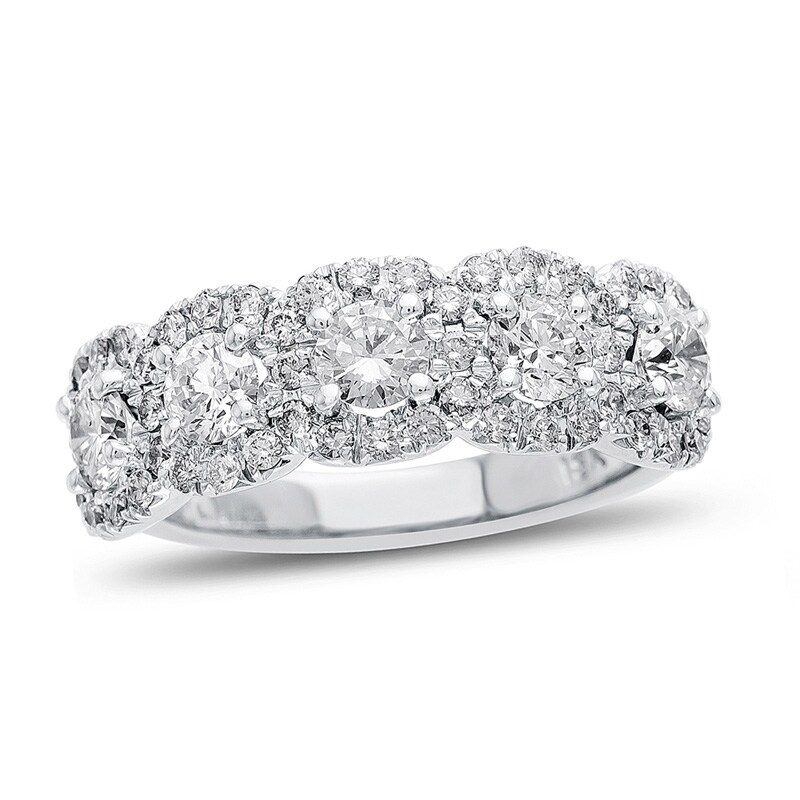 Previously Owned - 1-1/4  CT. T.W. Composite Diamond Five Stone Anniversary Band in 18K White Gold (H/SI1)