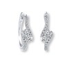 Thumbnail Image 1 of Previously Owned - Ever Us® 5/8 CT. T.W. Two-Stone Diamond Bypass Hoop Earrings in 14K White Gold