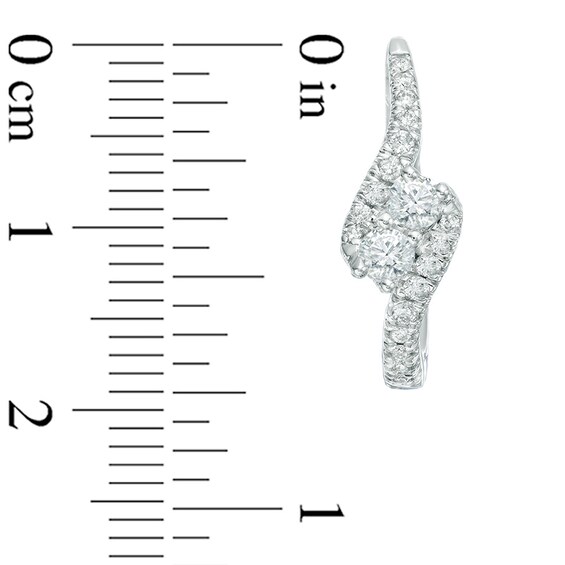 Previously Owned - Ever UsÂ® 5/8 CT. T.w. Two-Stone Diamond Bypass Hoop Earrings in 14K White Gold