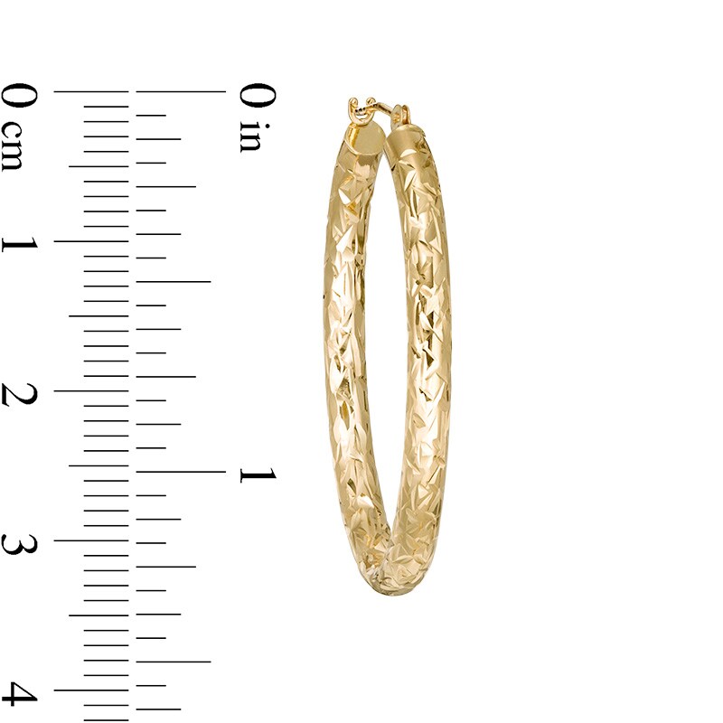 Main Image 2 of Previously Owned - Diamond-Cut Oval Tube Hoop Earrings in 14K Gold
