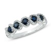 Thumbnail Image 1 of Previously Owned - Blue Sapphire and 1/10 CT. T.W. Diamond Frame Five Stone Ring in 10K White Gold
