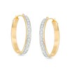 Thumbnail Image 1 of Previously Owned - Diamond Fascination™ Oval Hoop Earrings in 14K Gold