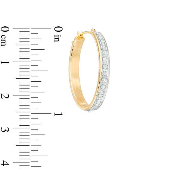 Previously Owned - Diamond Fascinationâ¢ Oval Hoop Earrings in 14K Gold
