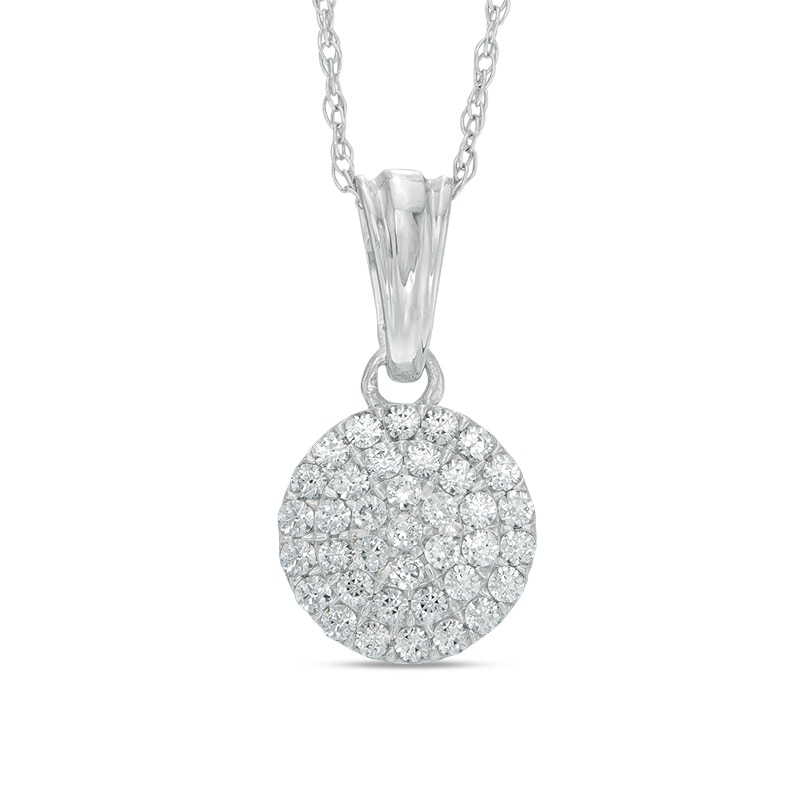 Main Image 1 of Previously Owned - 1/4 CT. T.W. Composite Diamond Circle Pendant in 10K White Gold