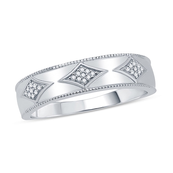 Previously Owned - Diamond Accent Kite-Shaped Station Wedding Band in 10K White Gold