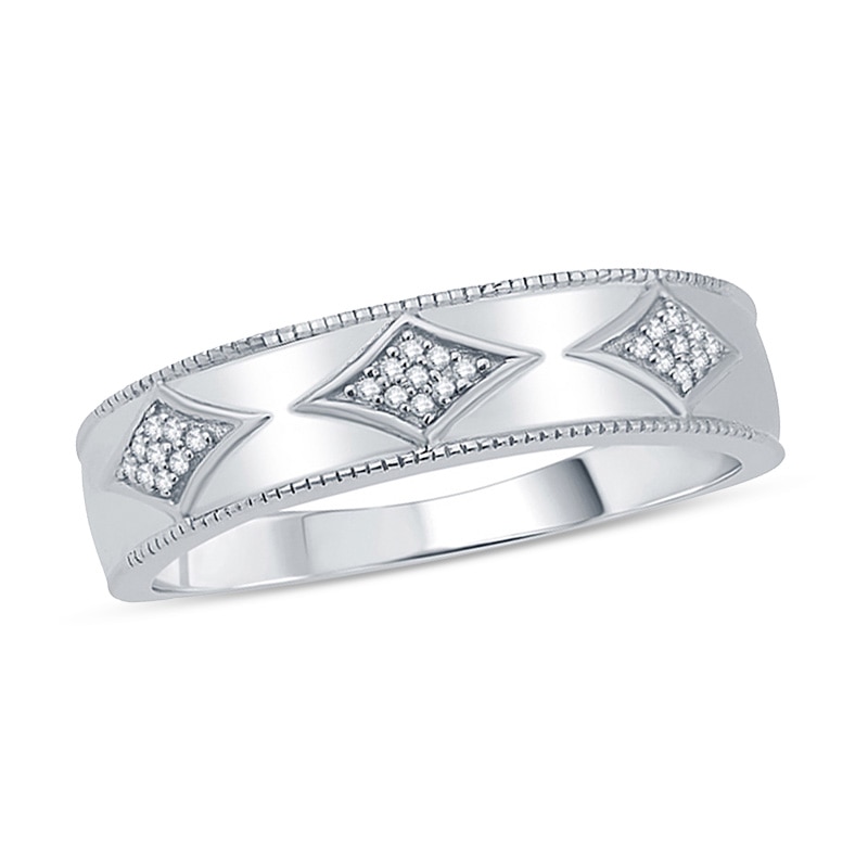 Main Image 1 of Previously Owned - Diamond Accent Kite-Shaped Station Wedding Band in 10K White Gold