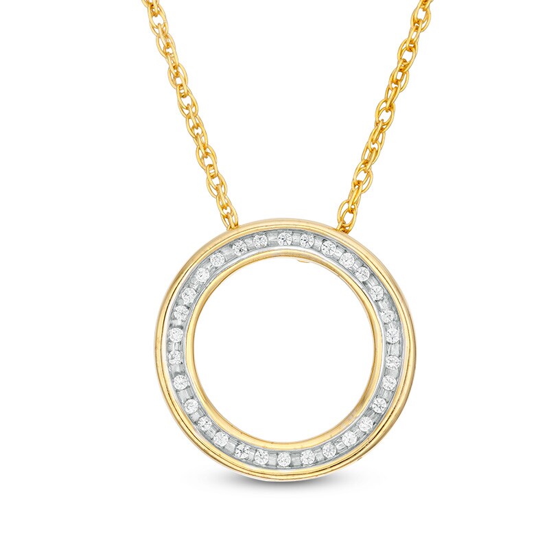 Main Image 1 of Previously Owned - 1/20 CT. T.W. Diamond Circle Outline Pendant in 10K Gold
