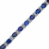 Thumbnail Image 1 of Previously Owned - Oval Lab-Created Ceylon Sapphire and Diamond Accent Bracelet Sterling Silver - 7.25"