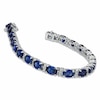 Thumbnail Image 2 of Previously Owned - Oval Lab-Created Ceylon Sapphire and Diamond Accent Bracelet Sterling Silver - 7.25"