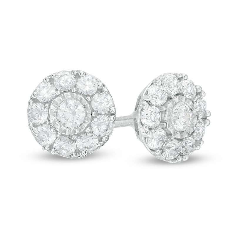 Main Image 1 of Previously Owned - 1/3 CT. T.W. Multi-Diamond Stud Earrings in 10K White Gold