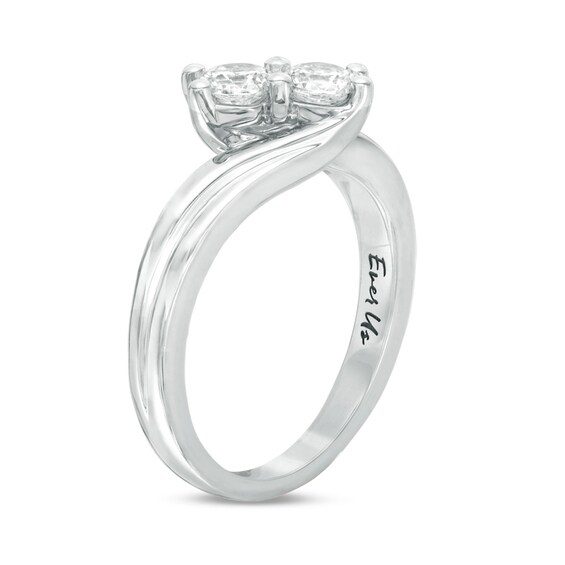 Previously Owned - Ever UsÂ® 5/8 CT. T.w. Two-Stone Diamond Bypass Ring in 14K White Gold