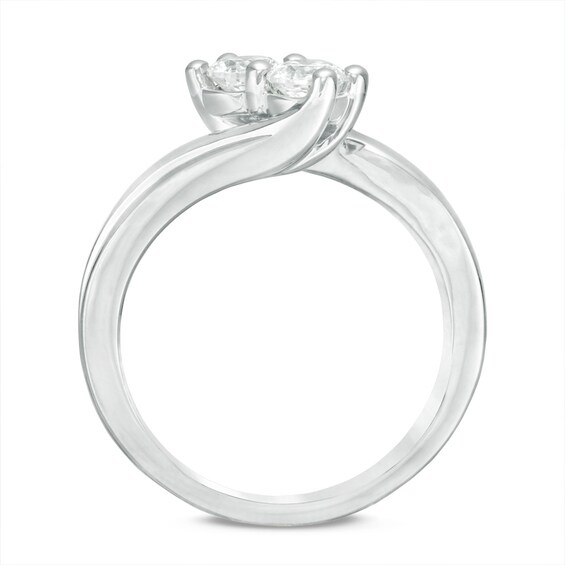 Previously Owned - Ever UsÂ® 5/8 CT. T.w. Two-Stone Diamond Bypass Ring in 14K White Gold